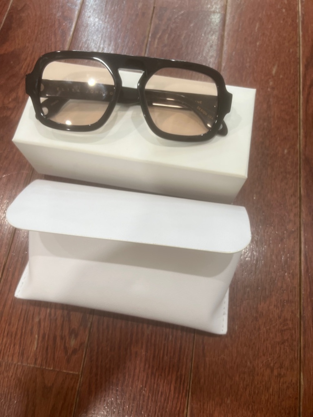 Black Square Sunglasses with Light Brown Lenses